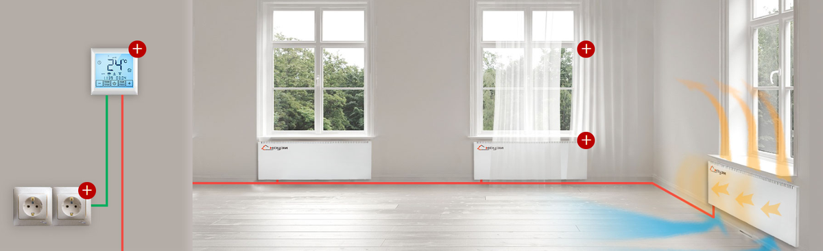 Безнадзорная электрическая конвекторная система отопления 