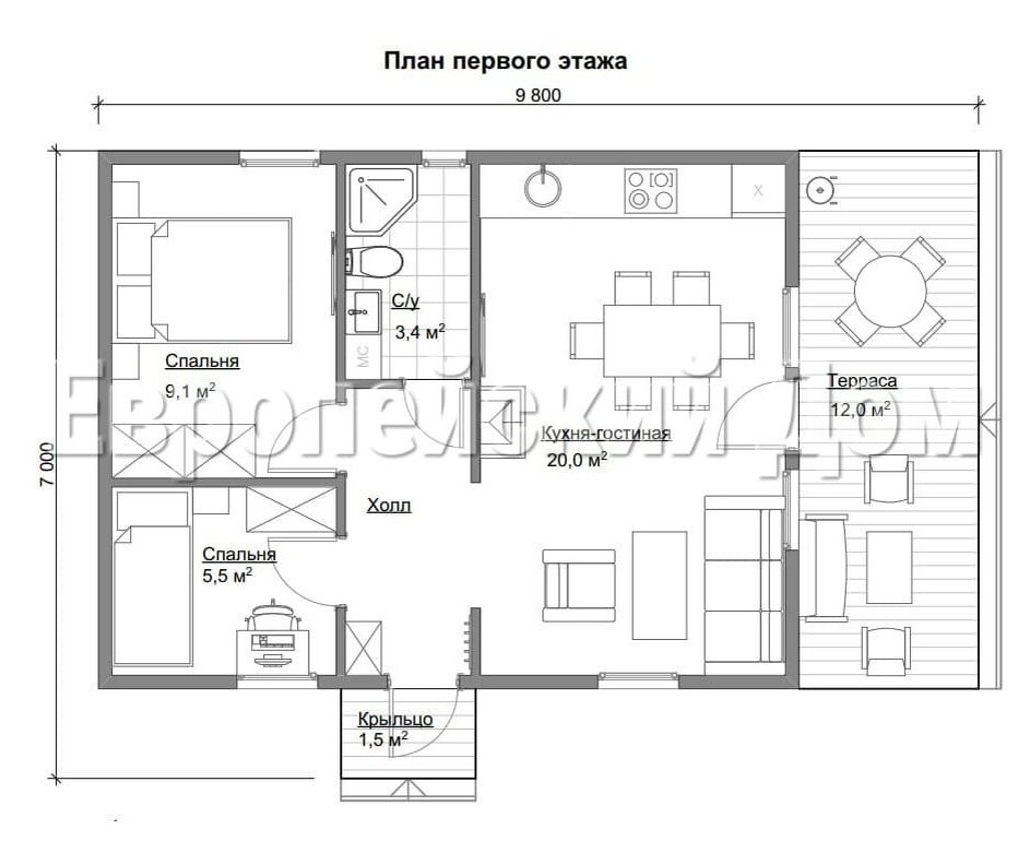 Стильный европейский дом 6х10 удивляет четкостью планировки