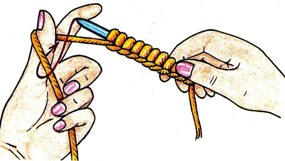 вязание спицами 1 ряд. начало вязания на спицах для начинающих. вязание шарфа спицами для начинающих пошагово. как набрать петли на спицах для начинающих для вязания. вязание спицами начало вязания набор петель.