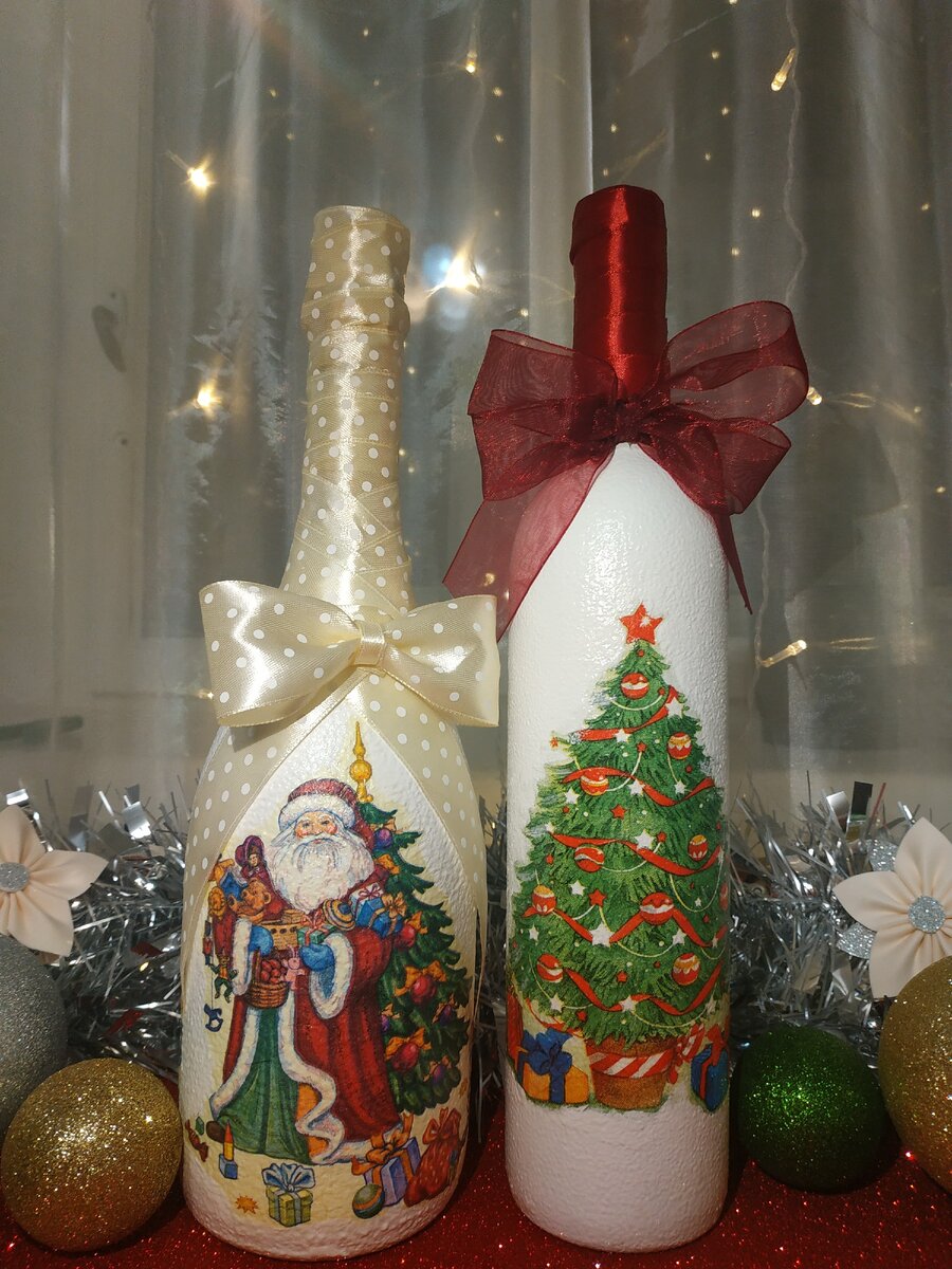 Читайте до конца и вы увидите процесс создания этих новогодних бутылочек