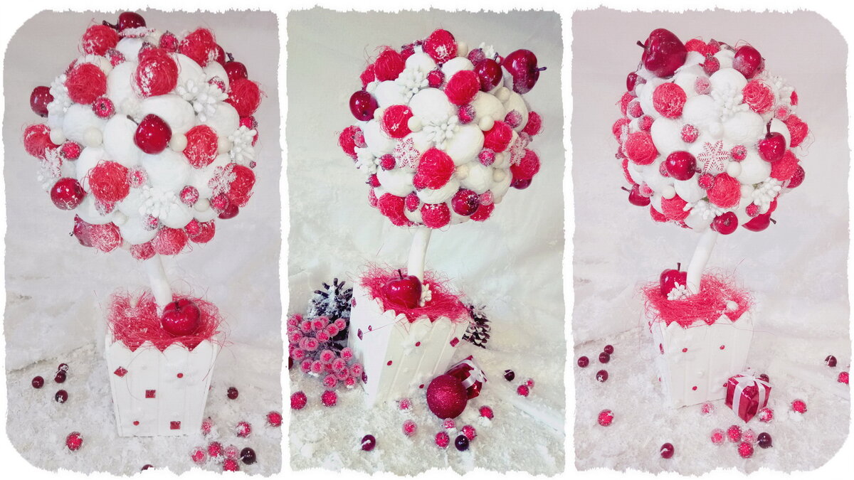 Новогодний топиарий Ягоды на снегу от Алены Тихоновой