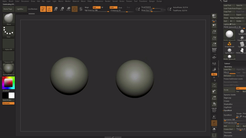 Так работают кисти в ZBrush