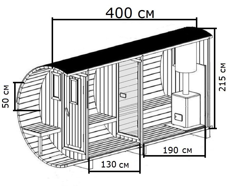Баня бочка схема