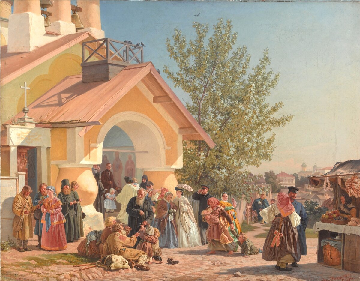 Выход из церкви в Пскове. 1864