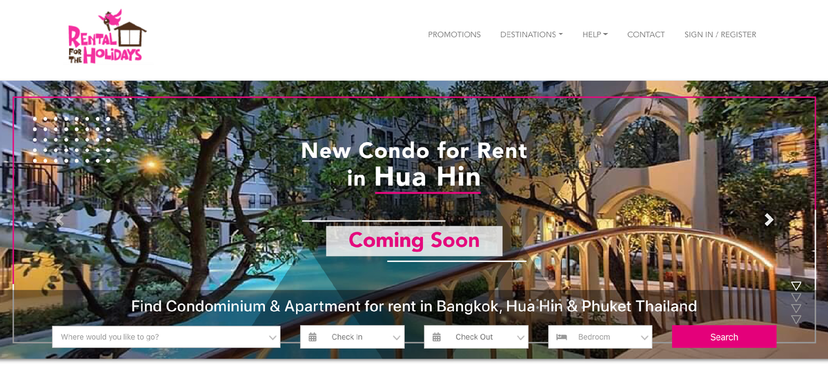 Стартовая страница сайта www.rentalfortheholidays.com