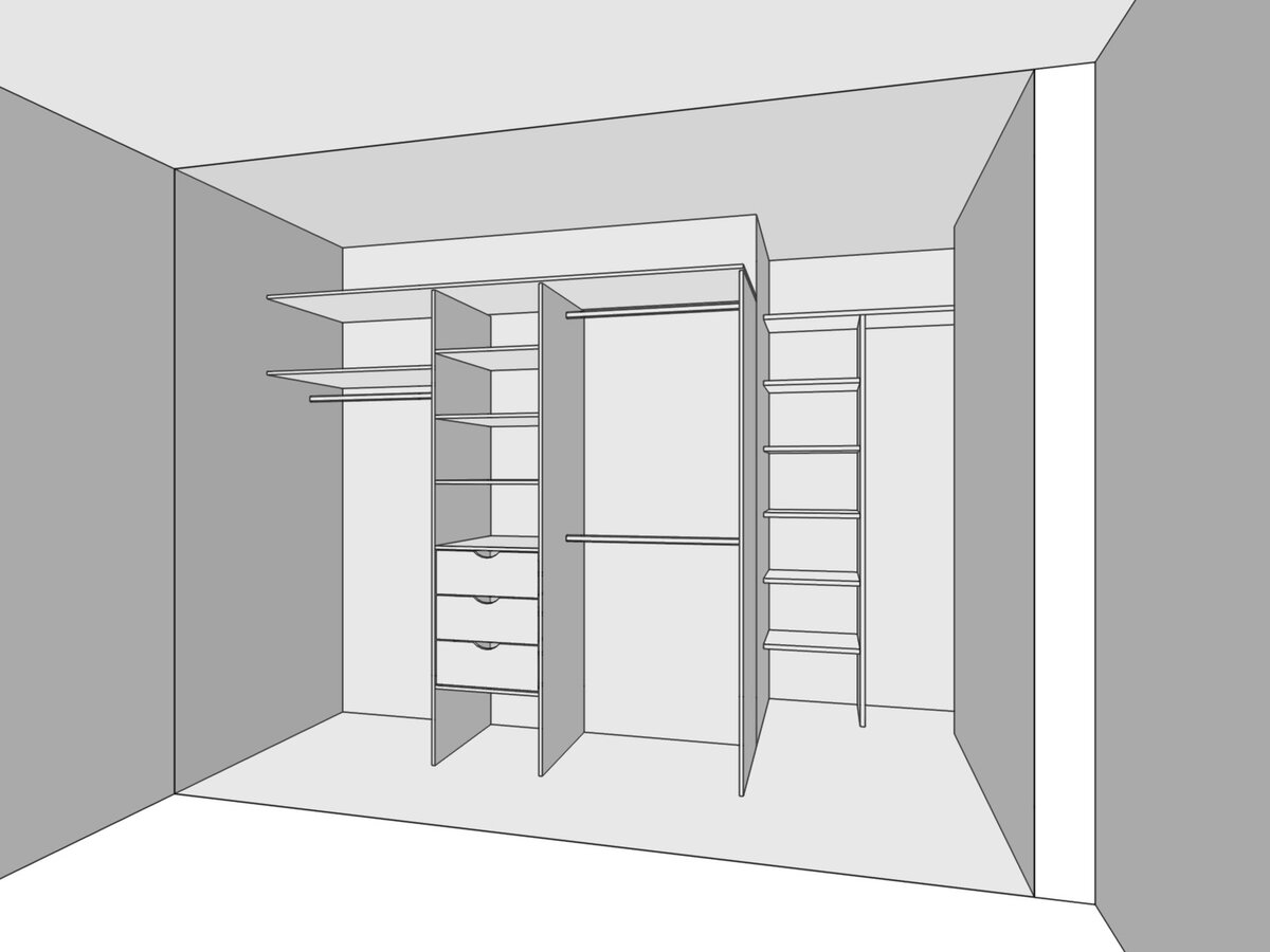 Гардеробная комната планировка 3х2 дизайн