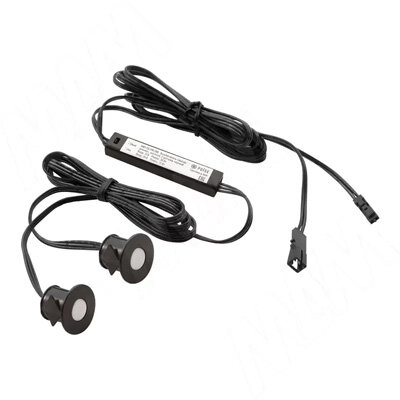 Выключатель сенсорный диммируемый, врезной, 2 датчика, черный, 12/24V, 36/72W