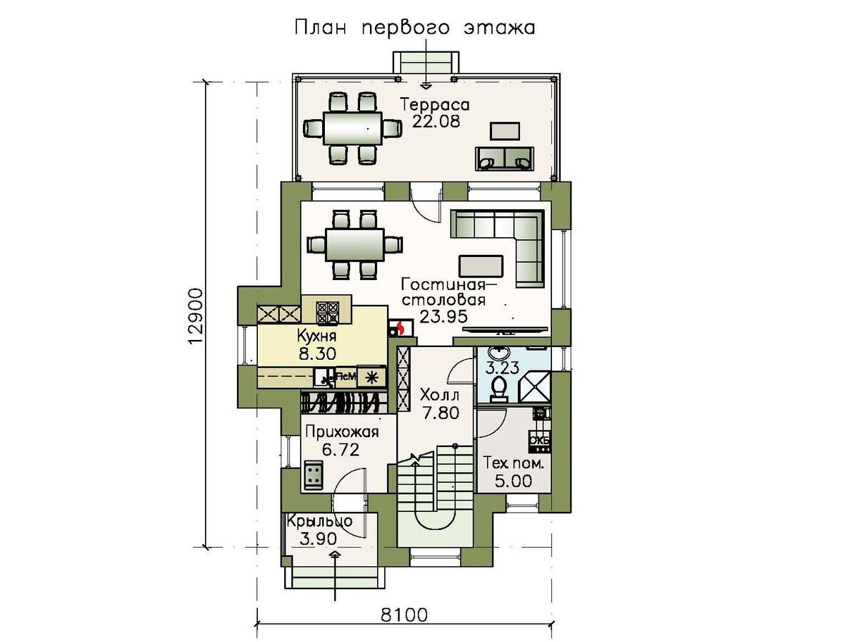 Проекты домов с плоской крышей до 150 Альфаплан