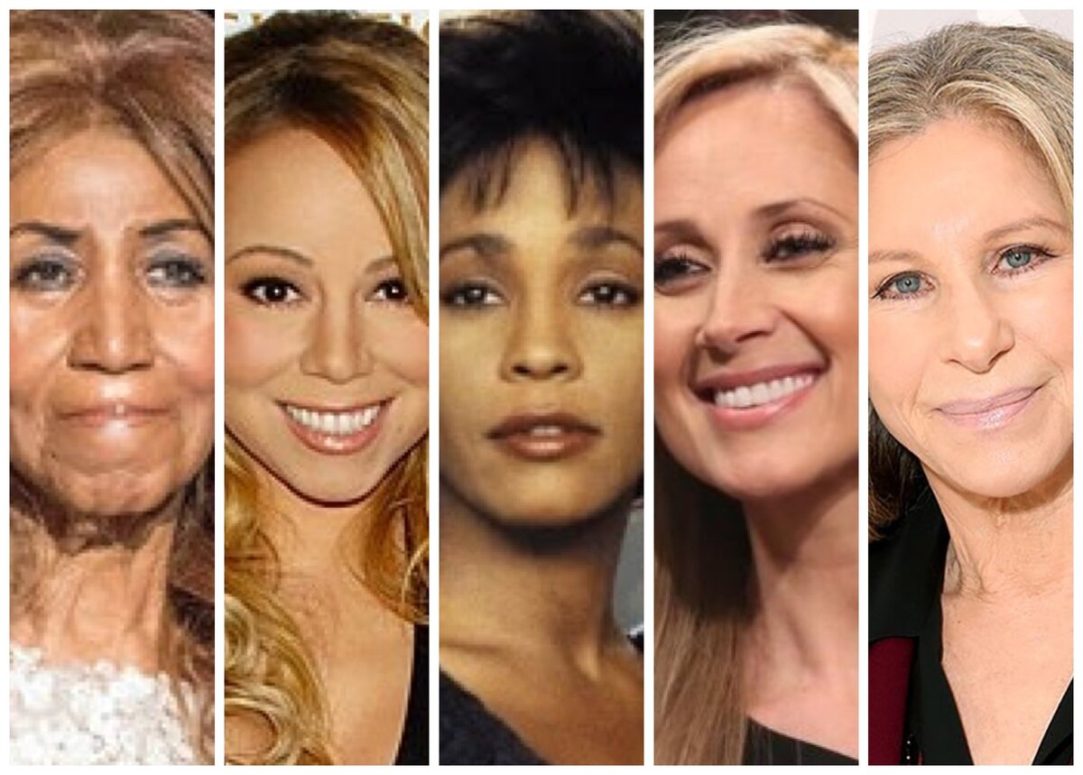 Арета Франклин, Мэрайя Кэри Уитни Хьюстон, Лара Фабиан, Барбра Стрейзанд. Коллаж автора 