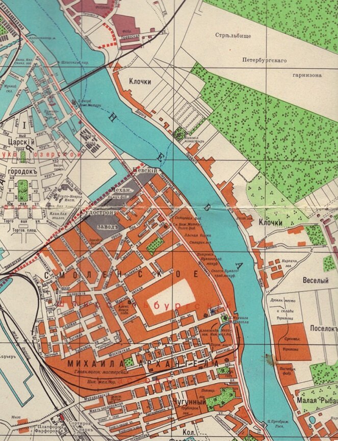 Фрагмент карты Санкт-Петербурга, образец 1915 года
