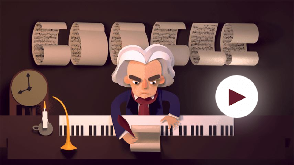 Google Doodle (2015-12-17), Celebrating Ludwig van Beethoven's 245th Year