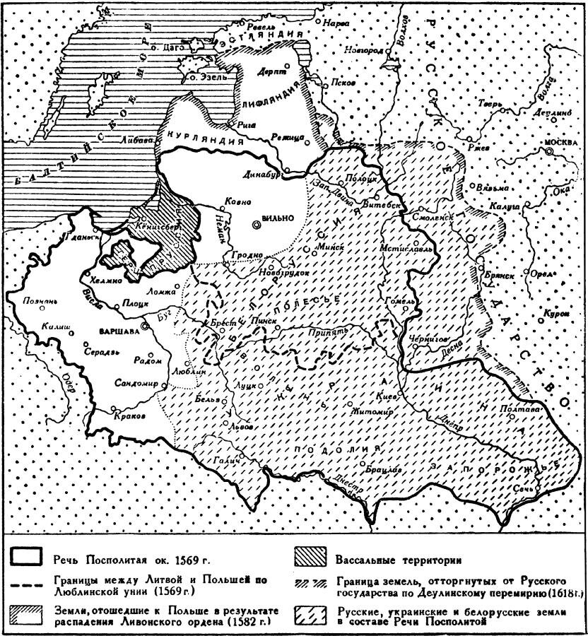 Границы речи посполитой в 17 веке карта