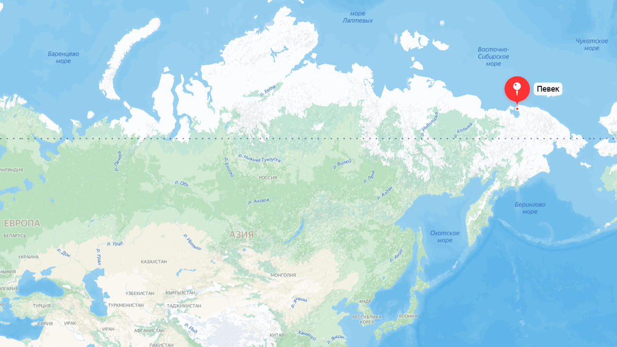 Певек на карте 