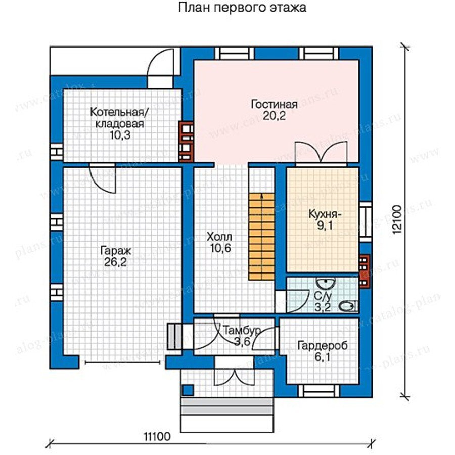 План дома 2 этажа 7х8 из газобетона с гаражом