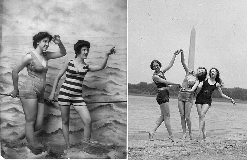первые купальники. пляжная мода 20х годов. первый купальник. купальники 20 годов. коко шанель в купальнике.