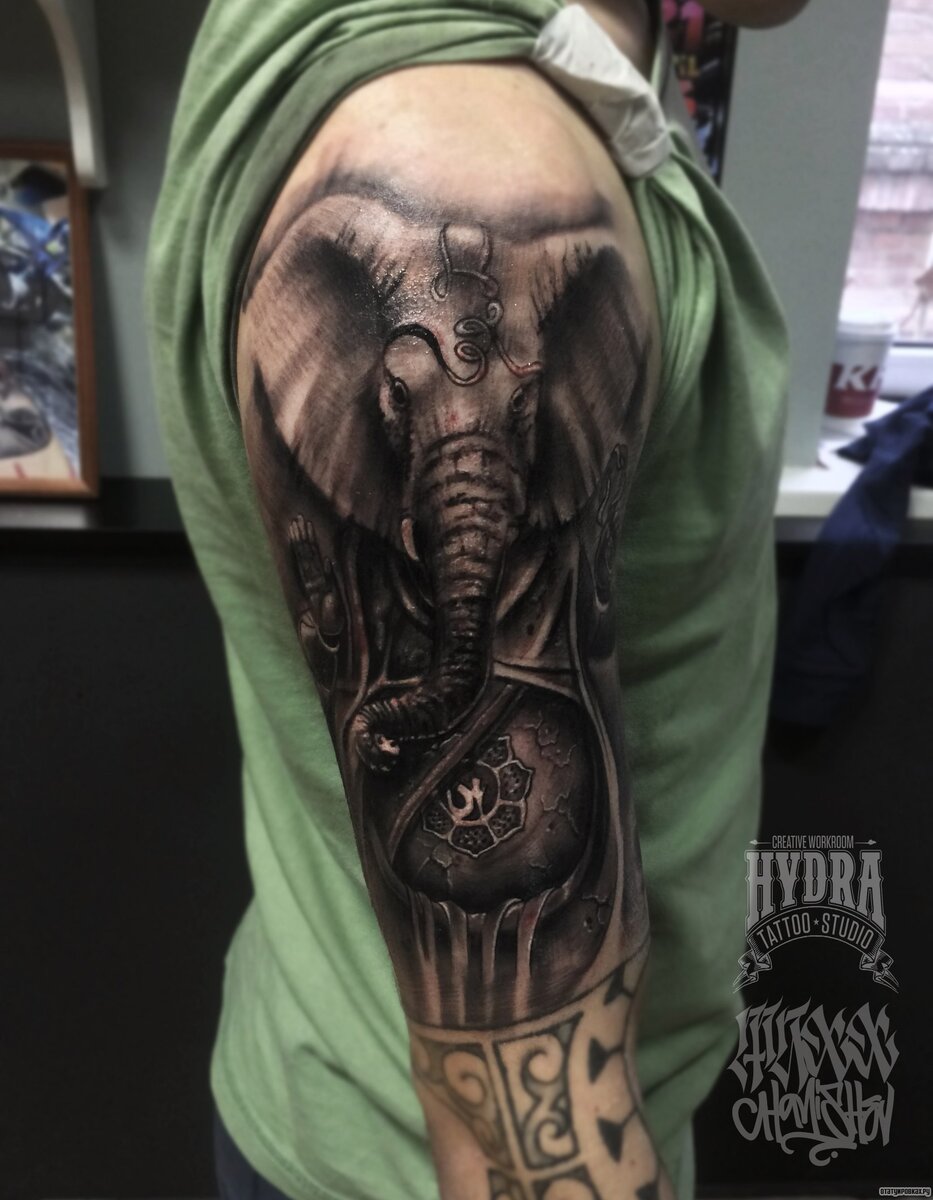 Тату (татуировка) Слон: значение и эскизы женские и мужские
