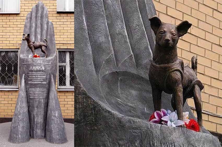 Памятник собаке Лайке перед Институтом военной медицины, г. Москва