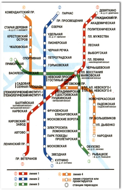 Схема выходов из станций метро Санкт-Петербурга