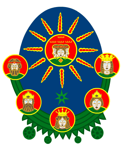 Пять планет и Солнце Сварога (а за ним Луна). Анимация А. Асова.