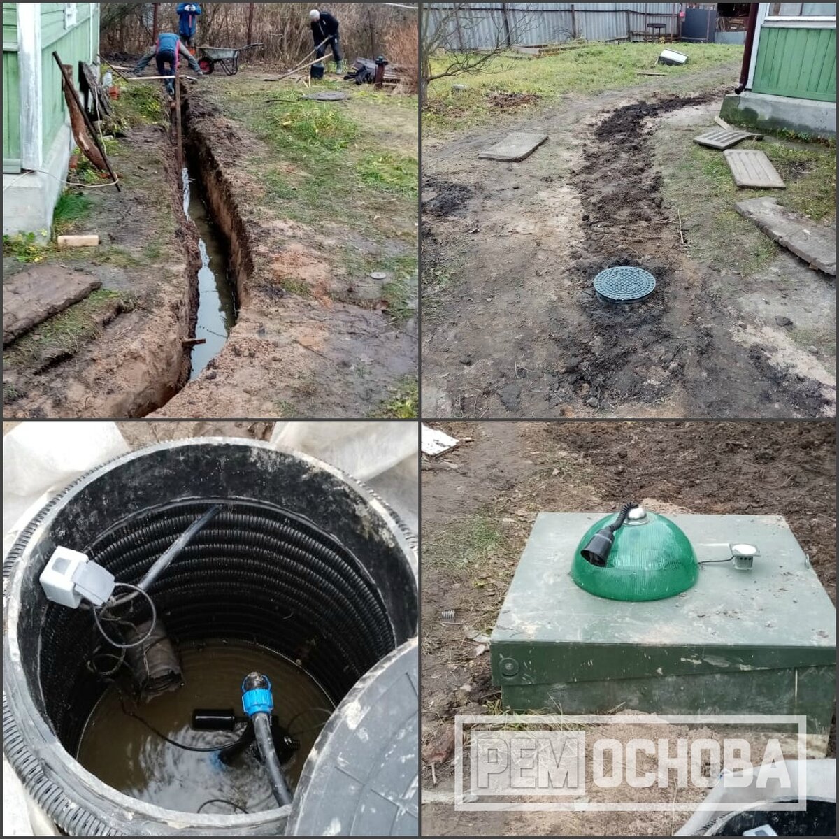 Устройство дренажа вокруг дома, усиление участка фундамента