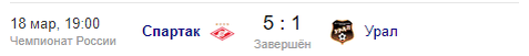 Игра РПЛ "Спартак"-"Урал"(18 марта сезон 20/21) (Заготовка взята на просторах Яндекс.ru)
