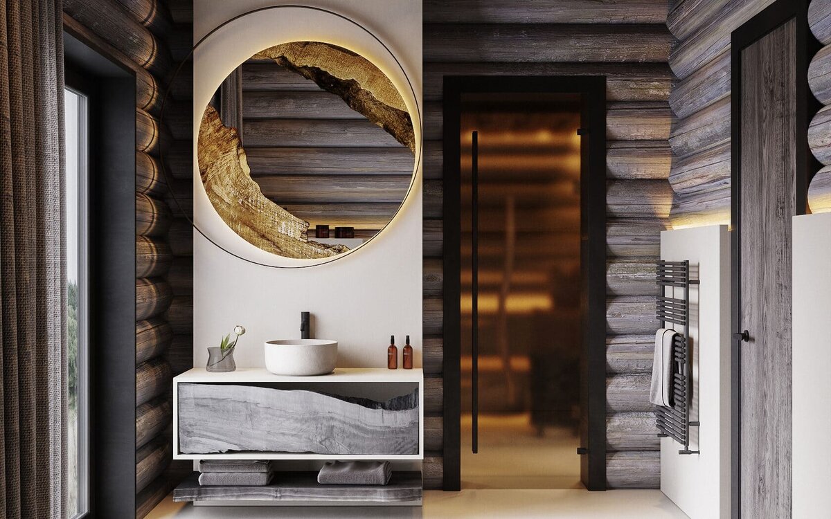 Дизайн интерьера ванной в бане в Санкт-Петербурге