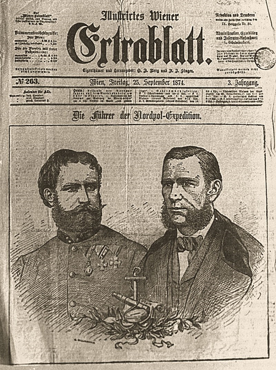 Пайер и Вейпрехт на обложке издания «Illustriertes Wiener Extrablatt» от 25 сентября 1874 года.