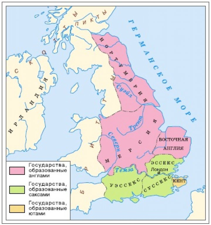 Королевства германцев. Англосаксонские королевства в Британии карта. Карта Англии 7 века. Англосаксы 7 королевств в Британии. Королевства Англии в 8 веке.