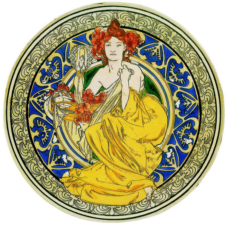 Альфонс Муха. Декоративная тарелка с символом Парижа, 1897 год.