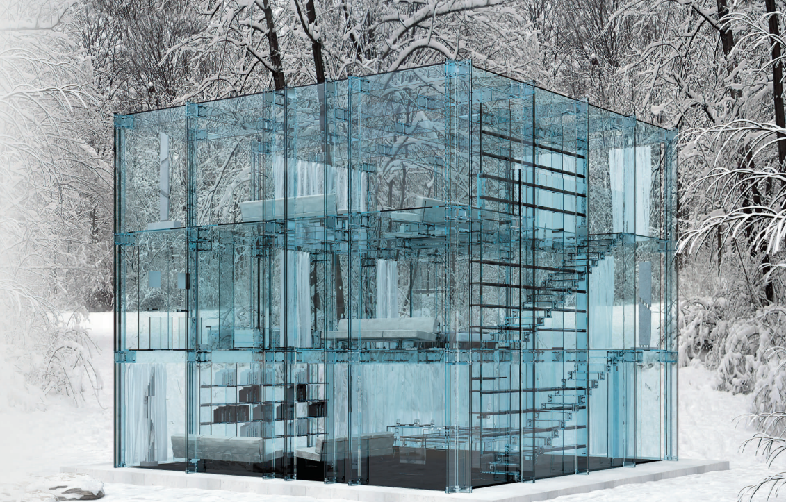 В этом доме из закалённого стекла сделано практически всё, за исключением напольного покрытия на первом этаже и металлических крепежей