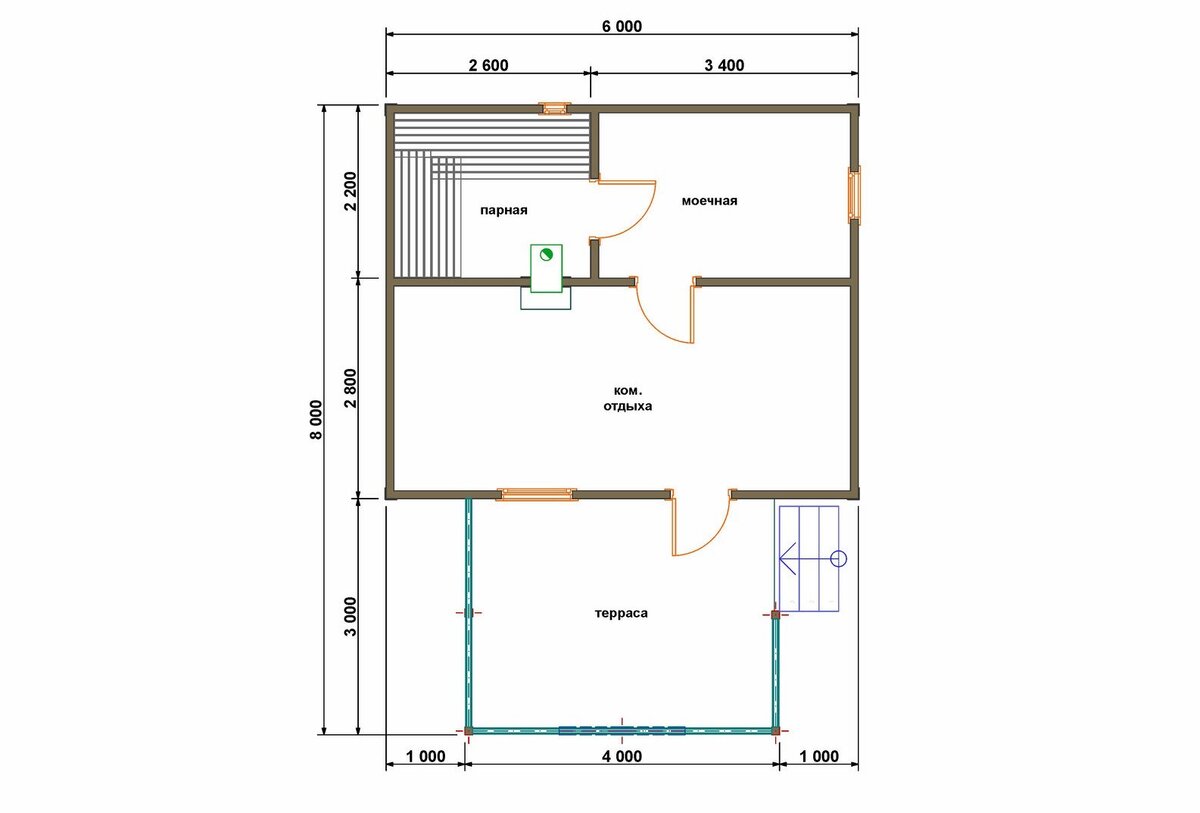                                                            Пример проекта бани с нашего сайта