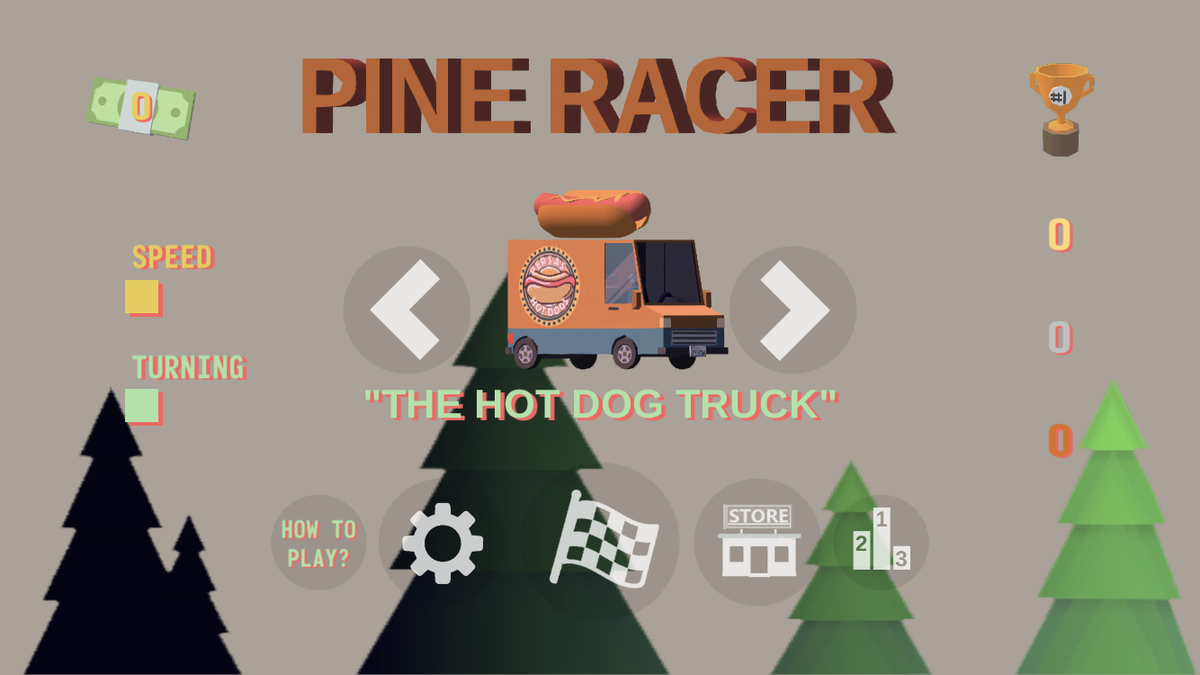 Главное меню Pine Racer