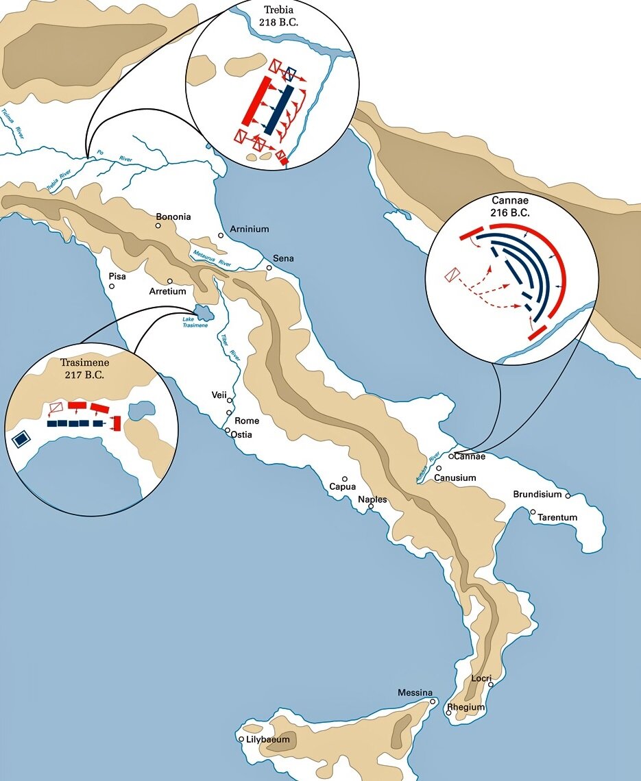 Три главных победы Ганнибала. Источник: emersonkent.com