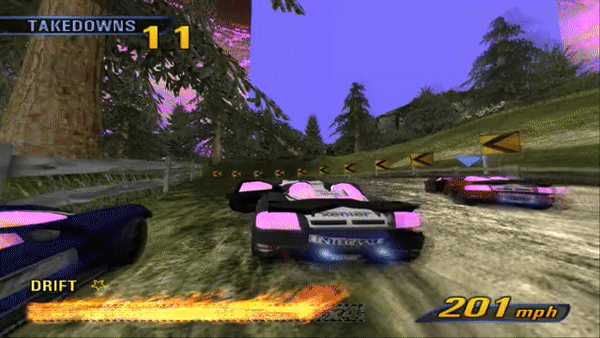 Динамичный геймплей Burnout 3 даже сейчас выглядит довольно весело.