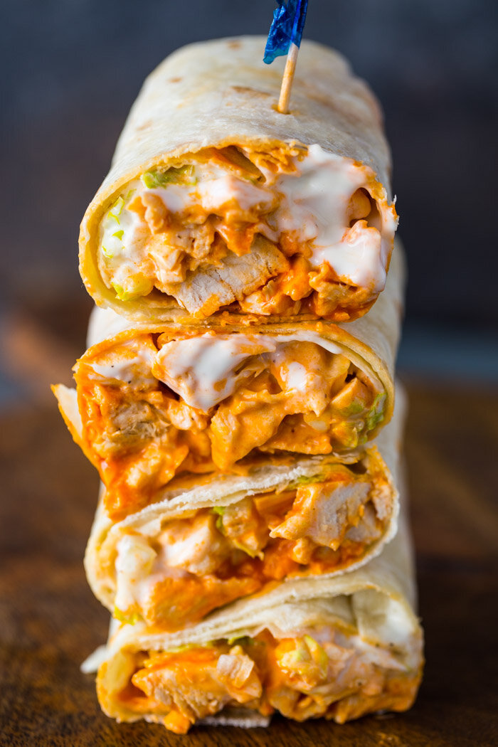 Spicy Buffalo Chicken Wraps with Ranch Sauce are bursting with flavor and ready in just 5 minutes When I think buffalo chicken, the first thing that comes to mind is buffalo wings, but...-3