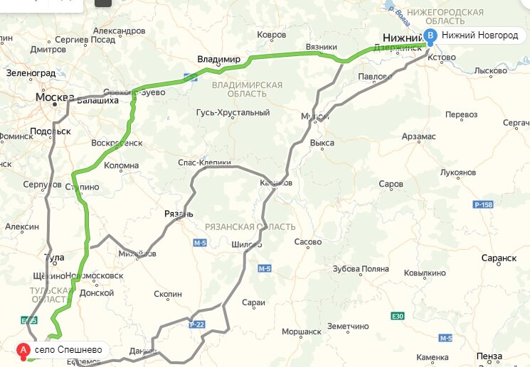 Наш маршрут в Нижний Новгород.