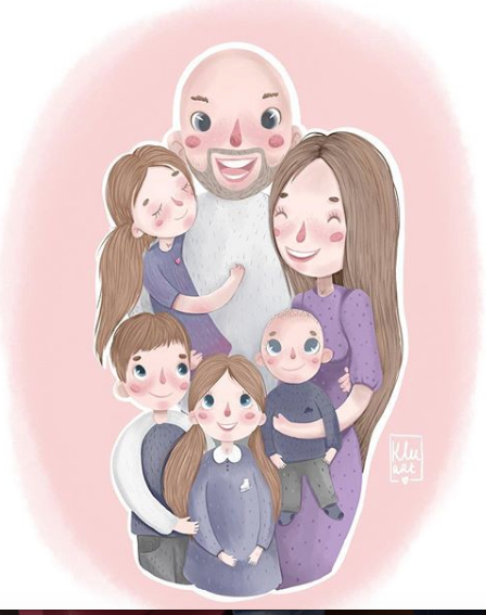 Это портрет нашей семьи. Рисовали с нас!