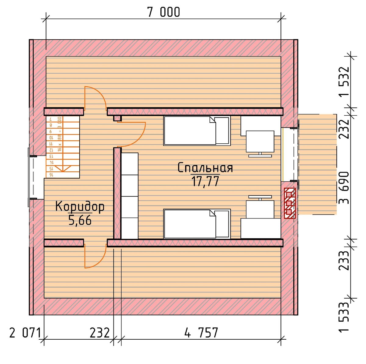 Маленький дом 8 х 8 м. из кирпича, с мансардой, общей площадью 72 кв.м. ??