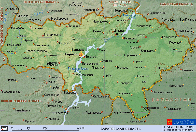 Саратовская область карта россии