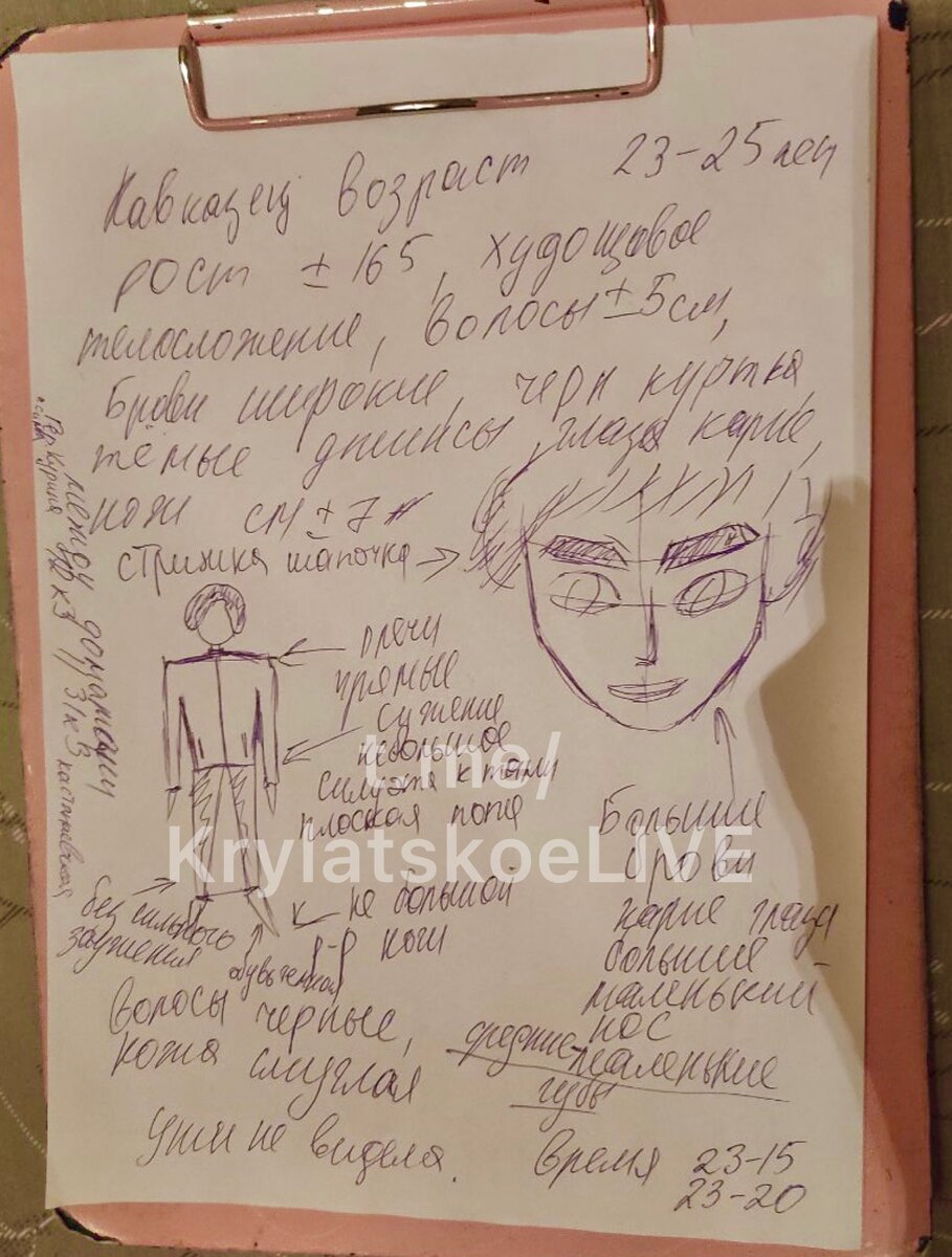 Описание нападавшего азиата в районе Фили-Давыдково.