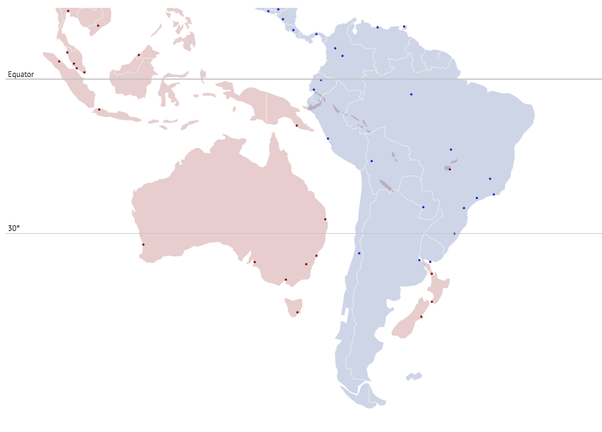 Вот так при приближении соотносятся Австралия, Новая Зеландия и Южная Америка