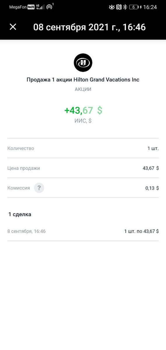 Продажа акции