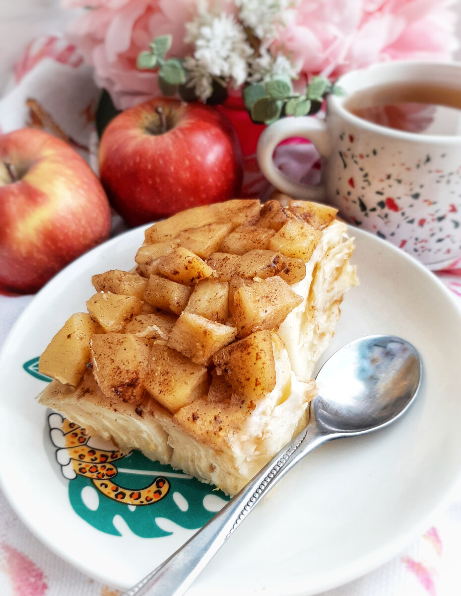 Простой пирог с яблоками из лаваша | Быстрый рецепт с фото