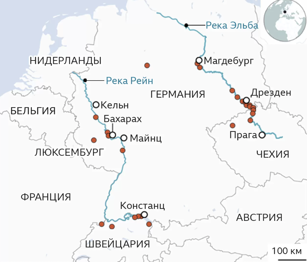 Река эльба на карте Harz Mountains Tours CE2