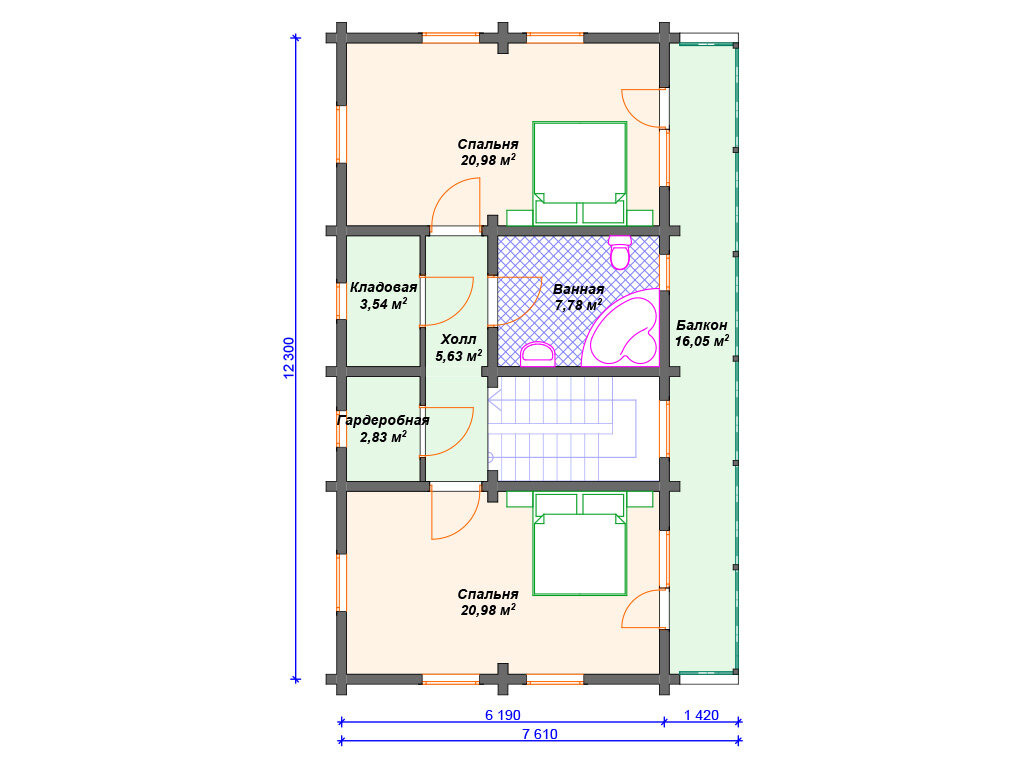 Проект двухэтажного дома 6х12 м. | Arplans.ru - проекты домов | Дзен