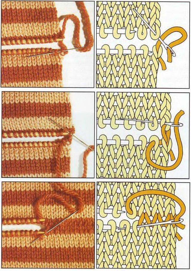 Трикотажный шов на открытых лицевых и изнаночных петлях