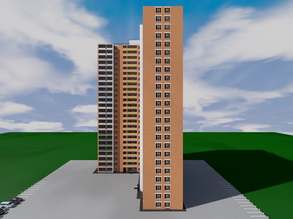 Проект двухподъездного многоэтажного дома