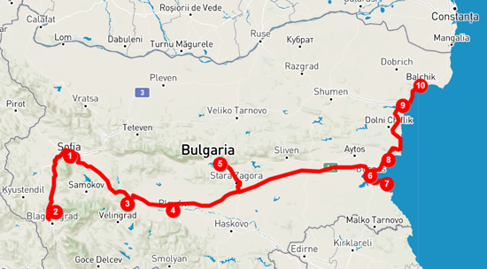Маршрут по Болгарии