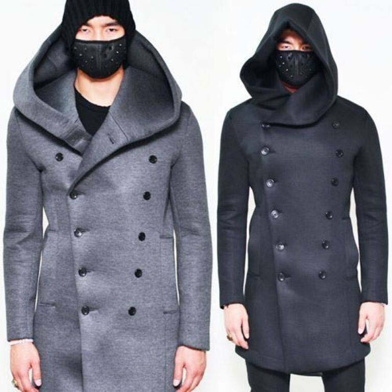 Мужское пальто бушлат с капюшоном