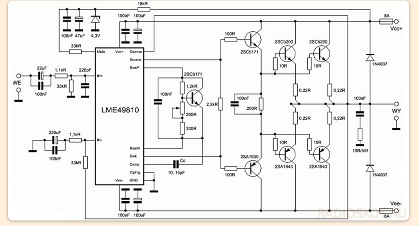 Lme49810 схема усилителя ПРОСТОЙ УСИЛИТЕЛЬ НА 200Вт Юный Самодельщик Дзен